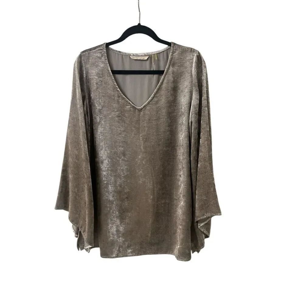 Soft Surroundings velour top gray/silver sz Large